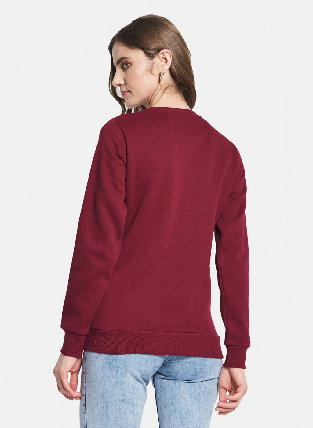 Women Maroon Embroidered Sweatshirt