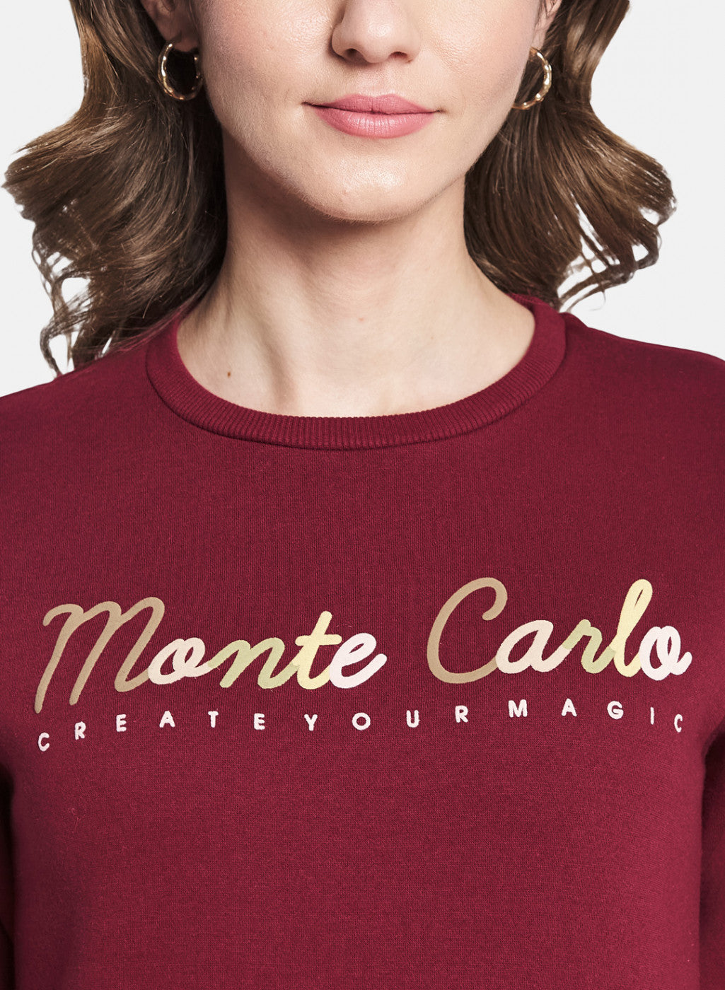 Women Maroon Embroidered Sweatshirt