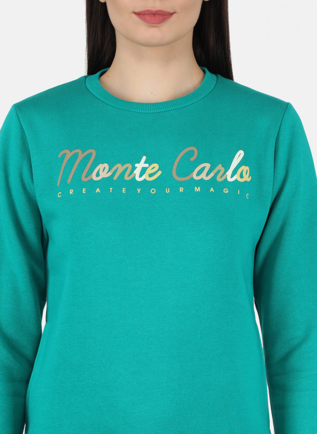 Women Green Embroidered Sweatshirt