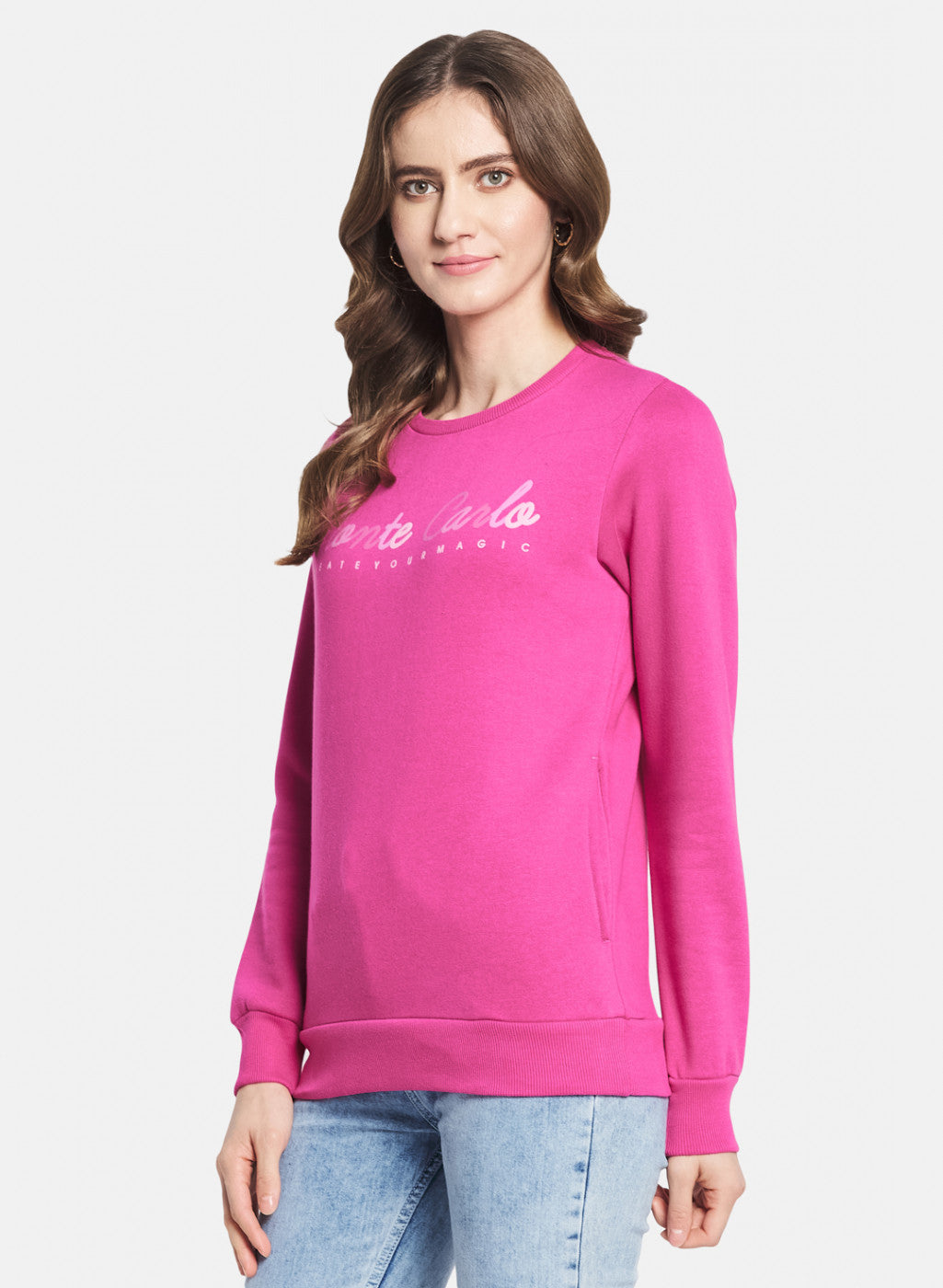 Women Pink Embroidered Sweatshirt