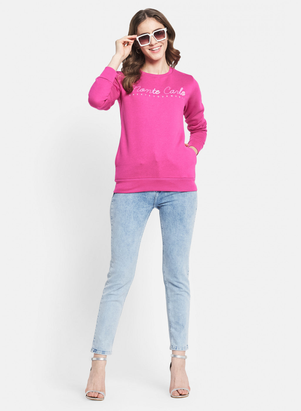 Women Pink Embroidered Sweatshirt