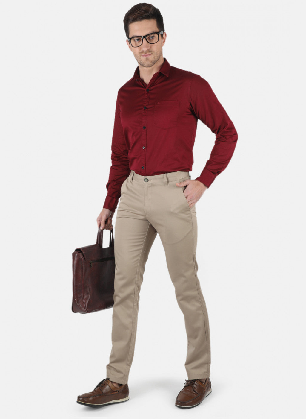 Men Khaki Regular Fit Trouser