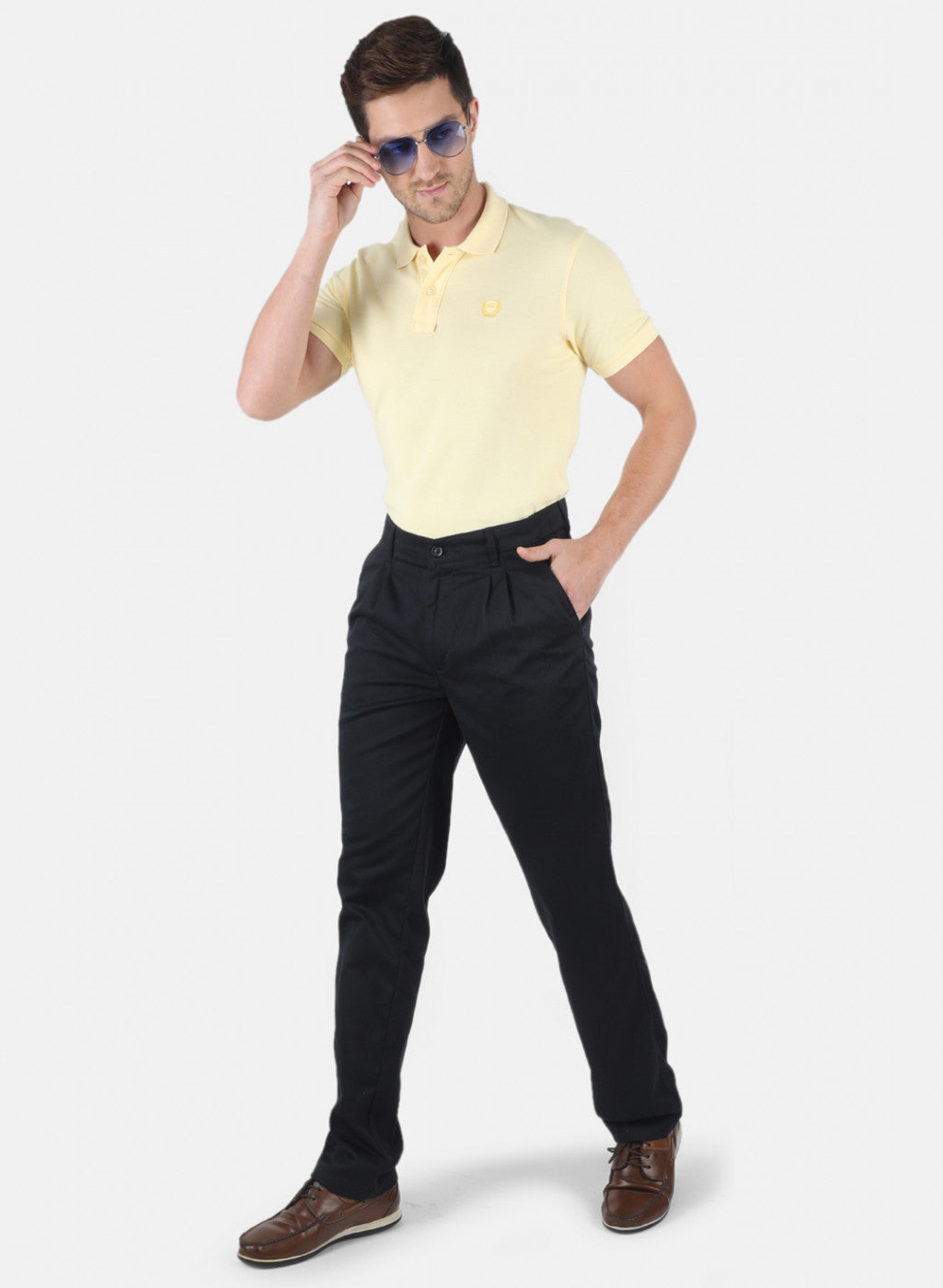 Men Navy Blue Regular Fit Trouser