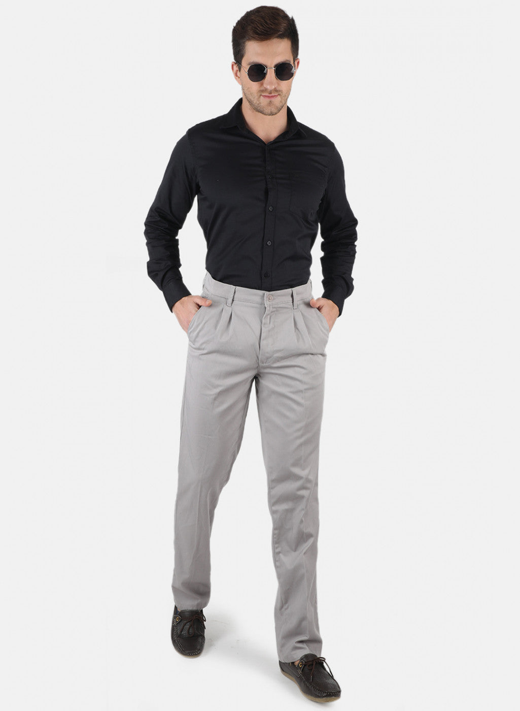 Men Grey Regular Fit Trouser