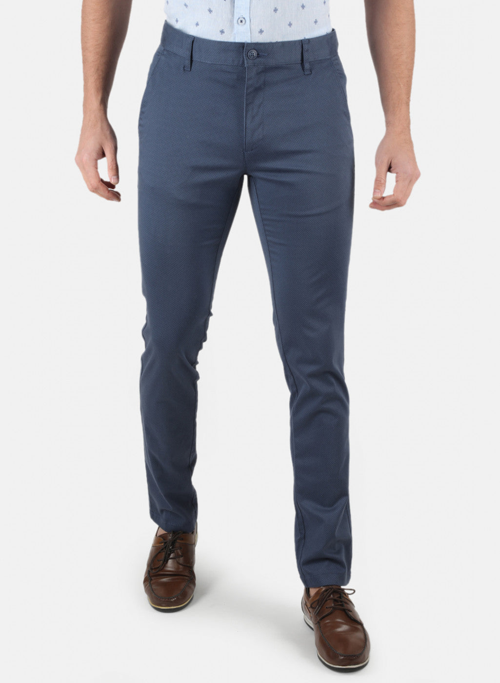 Men Navy Blue Smart Fit Trouser