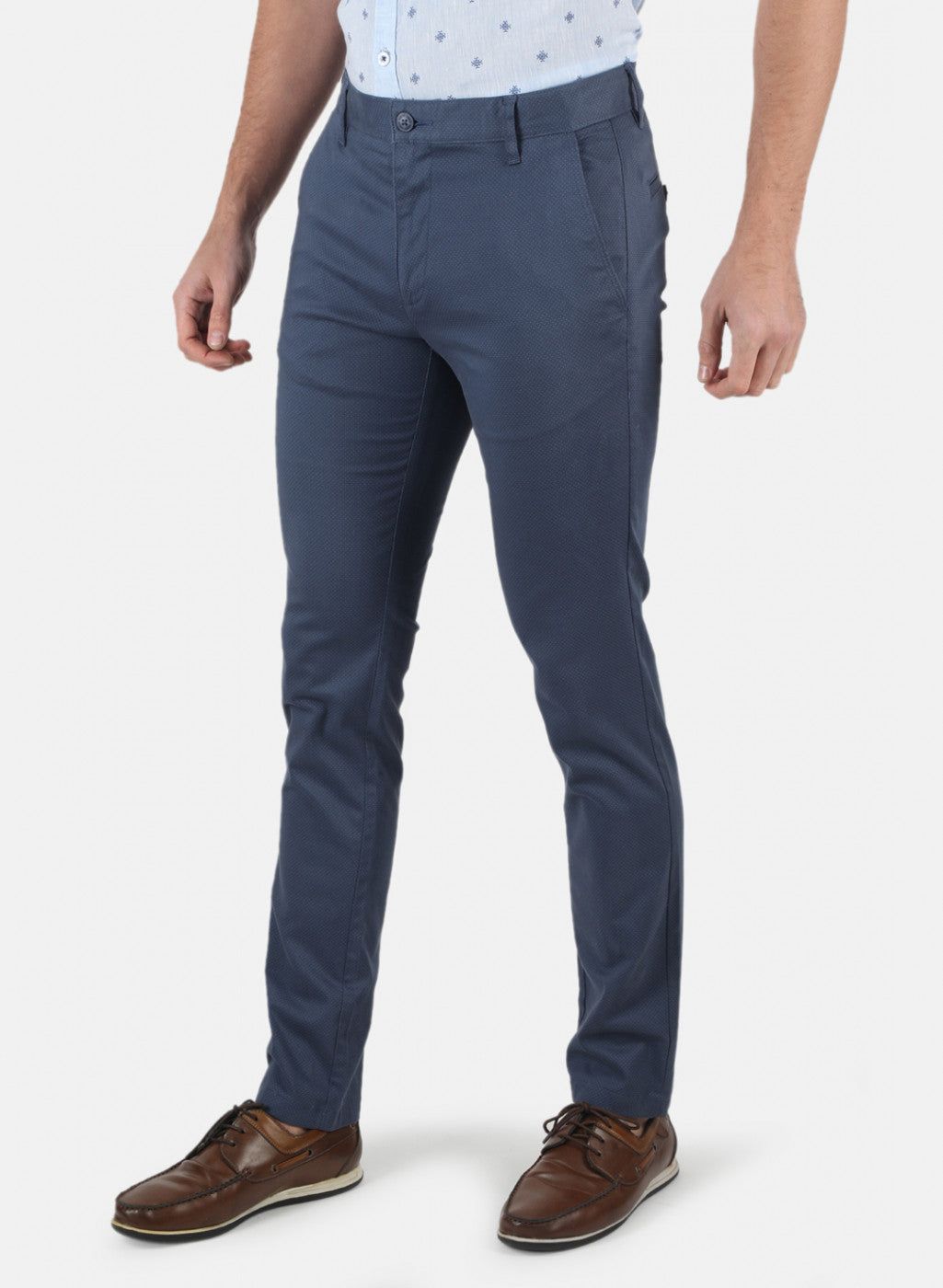 Men Navy Blue Smart Fit Trouser