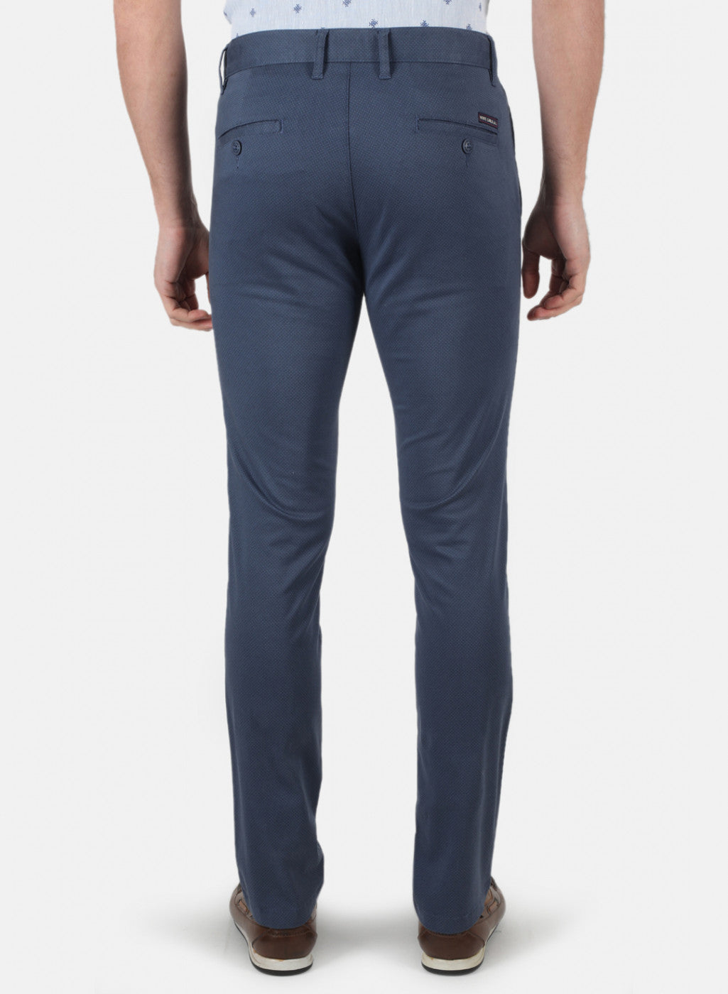 Men Navy Blue Smart Fit Trouser