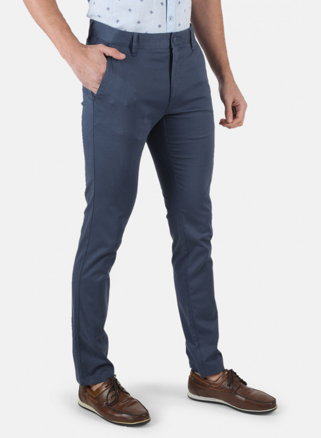 Men Navy Blue Smart Fit Trouser