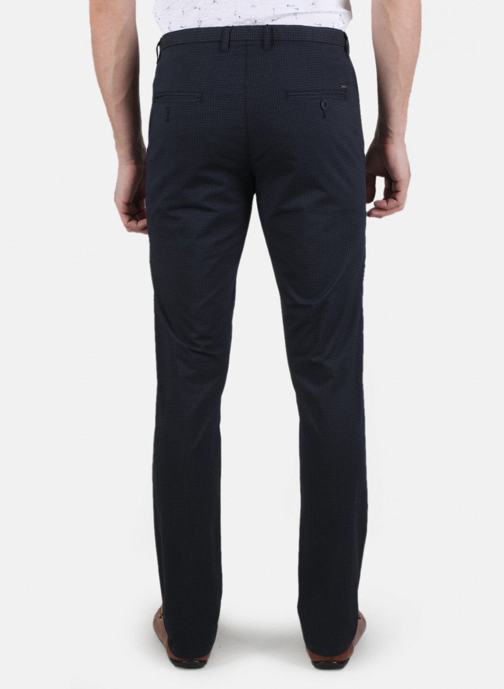 Men Navy Blue Smart Fit Trouser