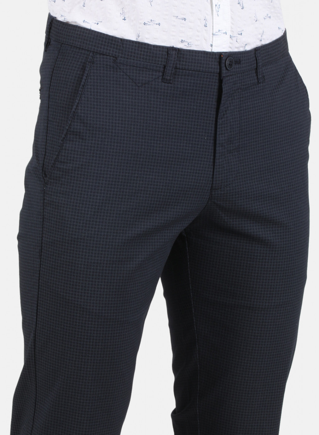 Men Navy Blue Smart Fit Trouser