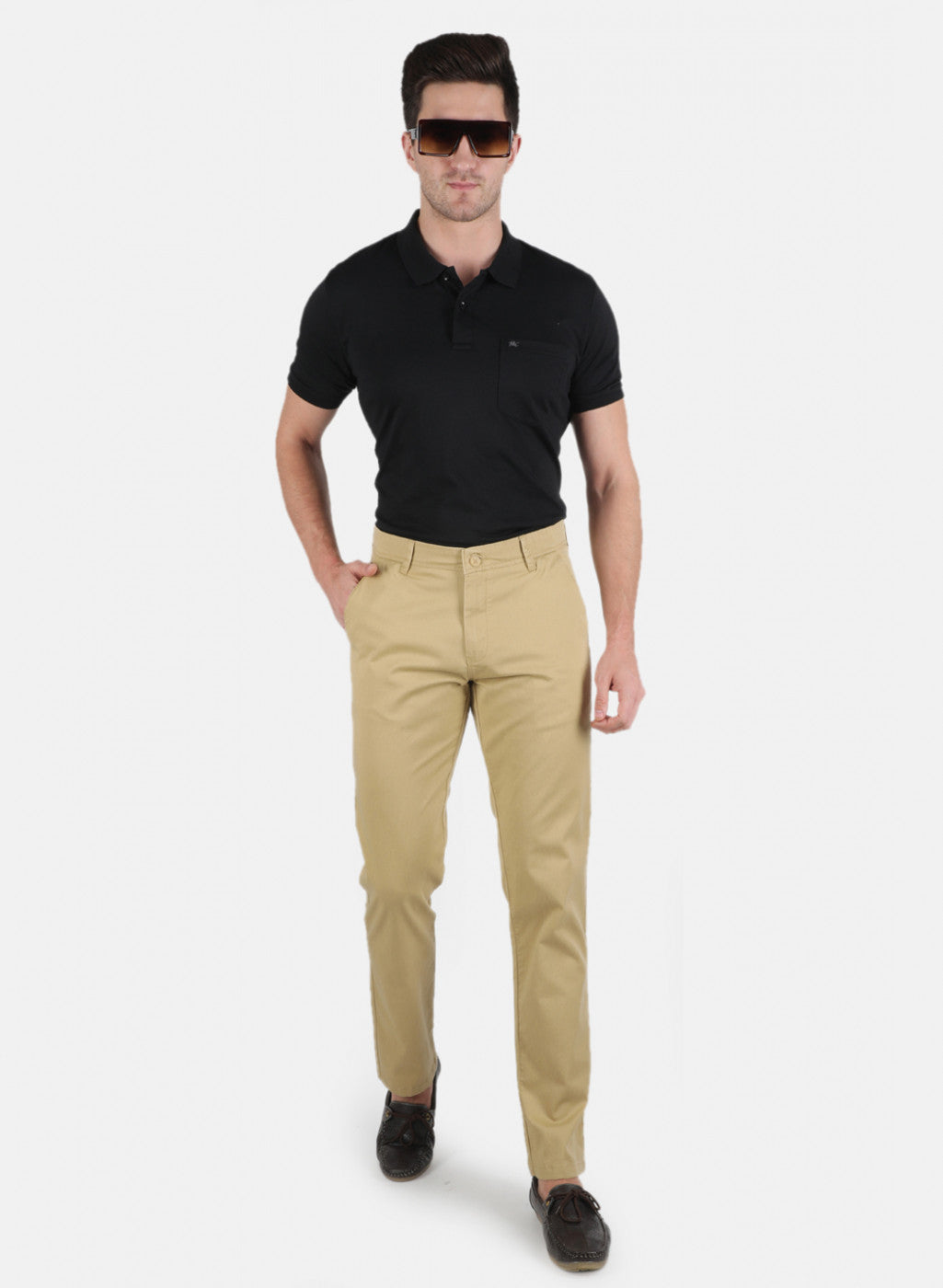 Men Mustard Smart Fit Trouser