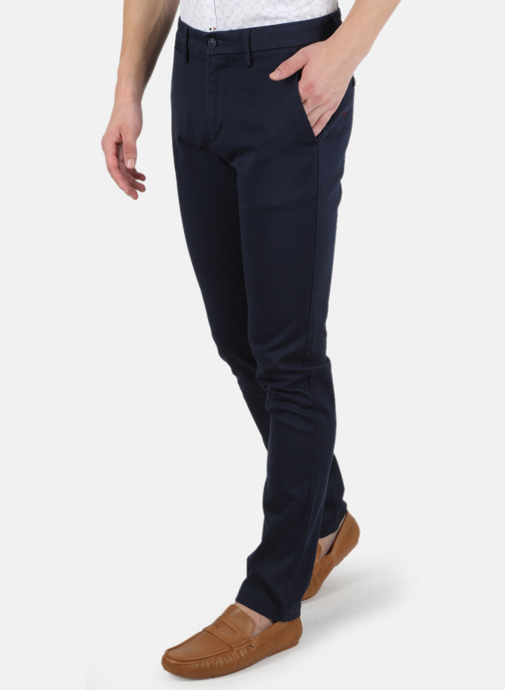 Men Navy Blue Smart Fit Trouser