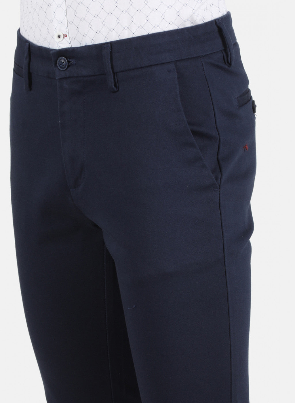 Men Navy Blue Smart Fit Trouser