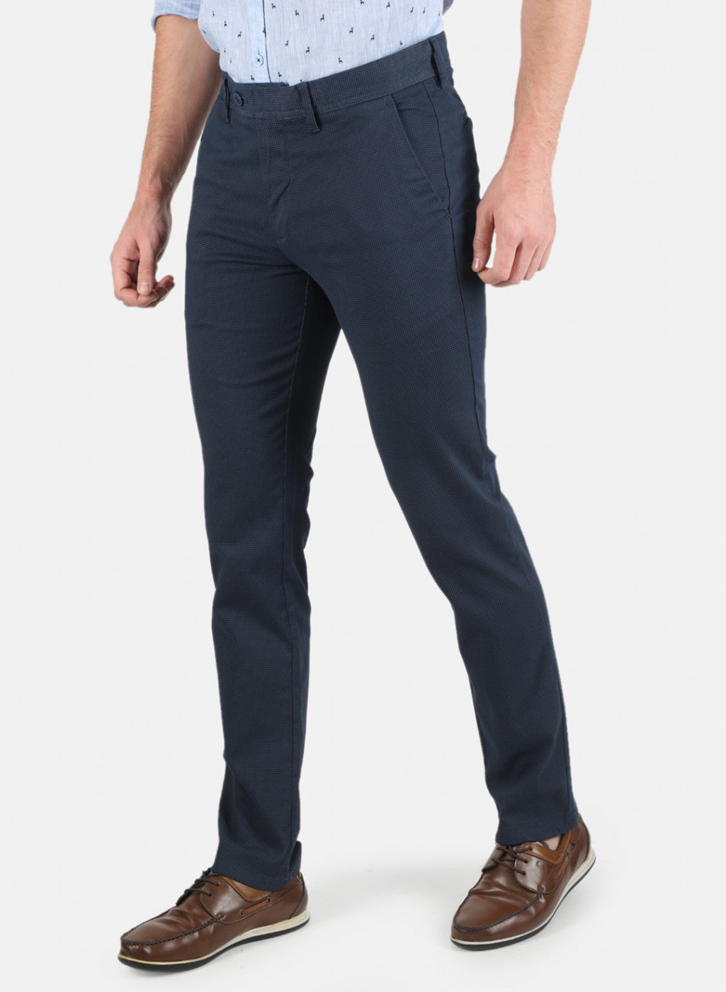 Men Navy Blue Smart Fit Trouser