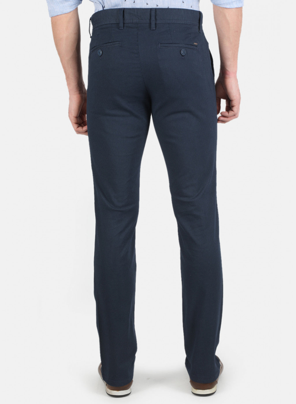 Men Navy Blue Smart Fit Trouser