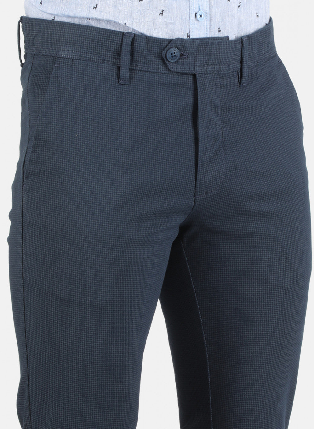 Men Navy Blue Smart Fit Trouser