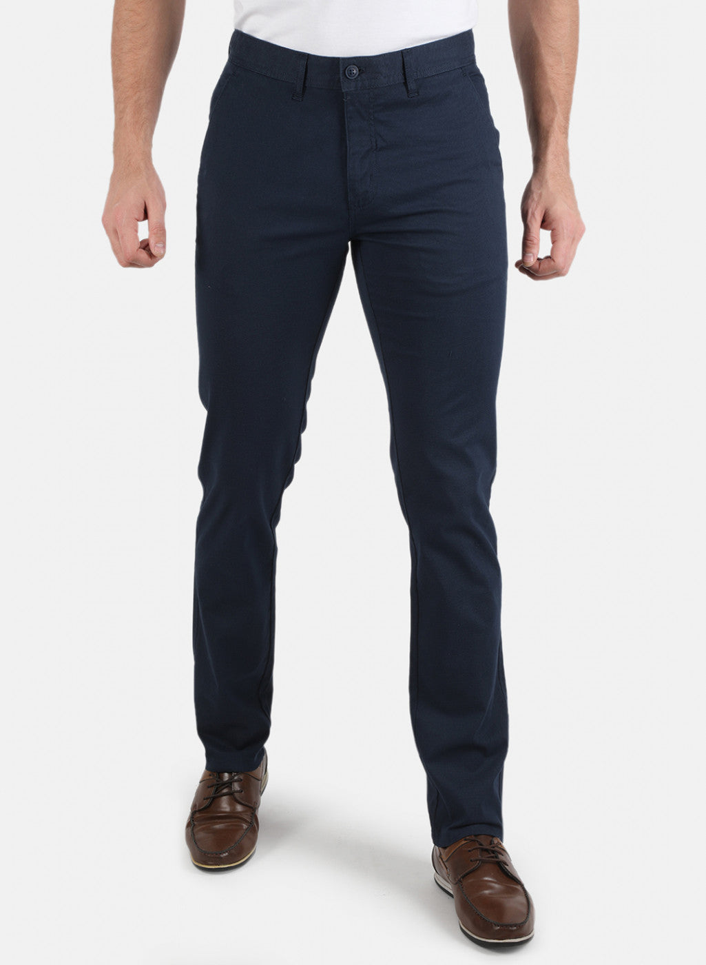 Men Navy Blue Smart Fit Trouser