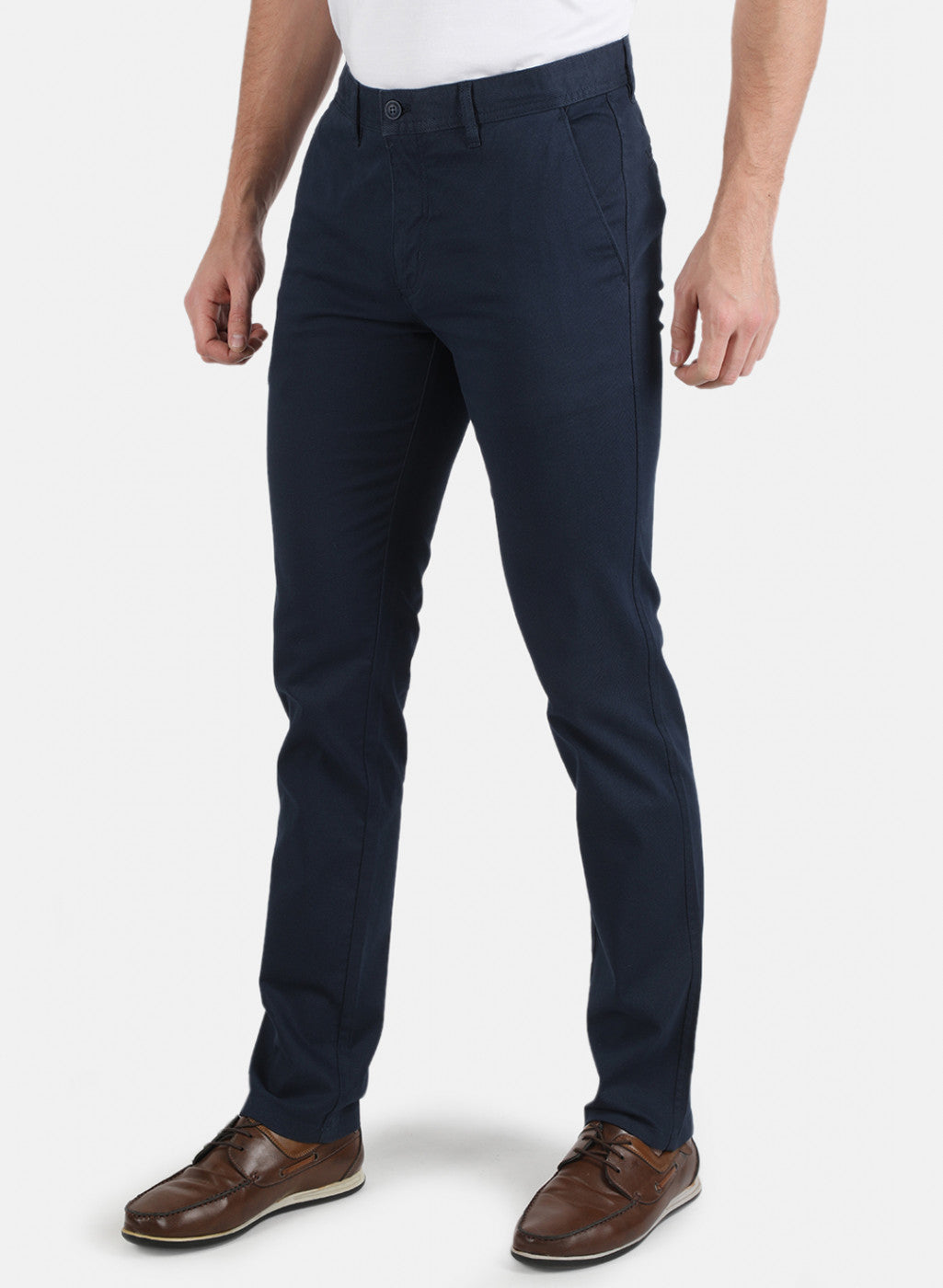 Men Navy Blue Smart Fit Trouser