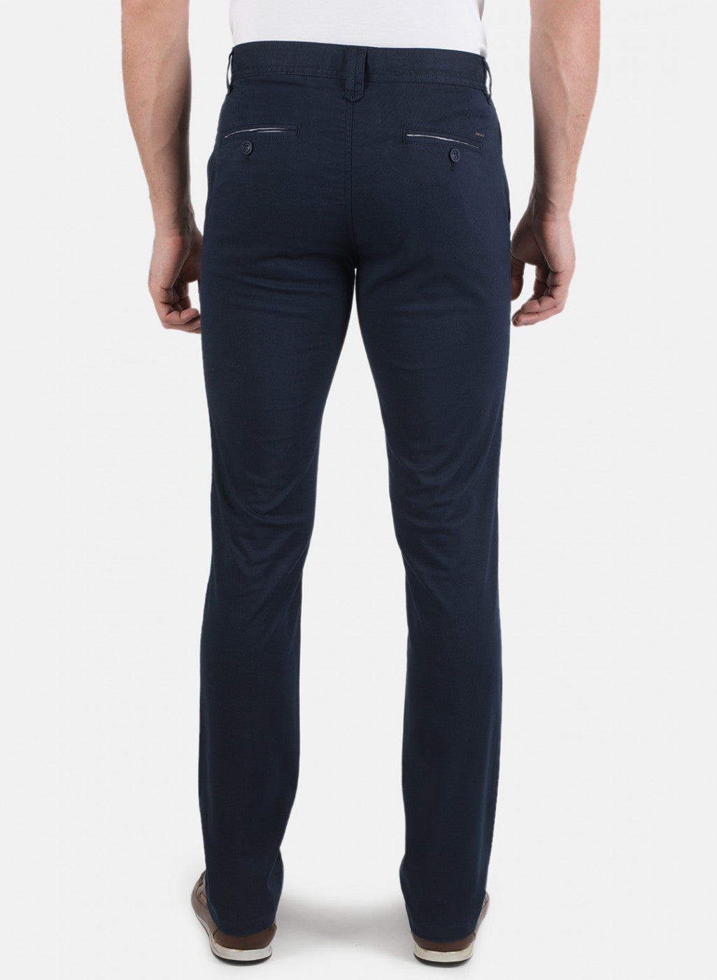 Men Navy Blue Smart Fit Trouser