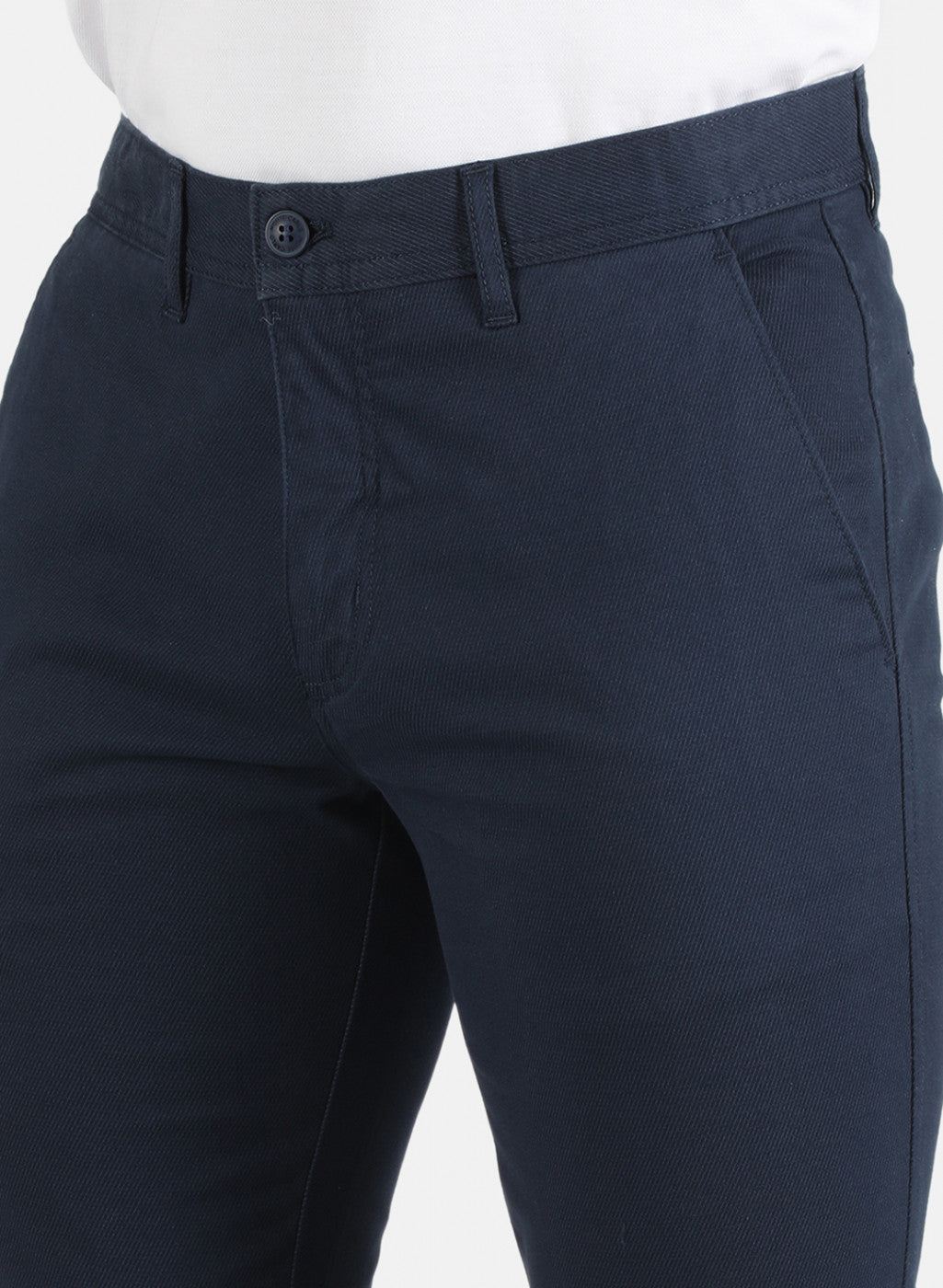 Men Navy Blue Smart Fit Trouser