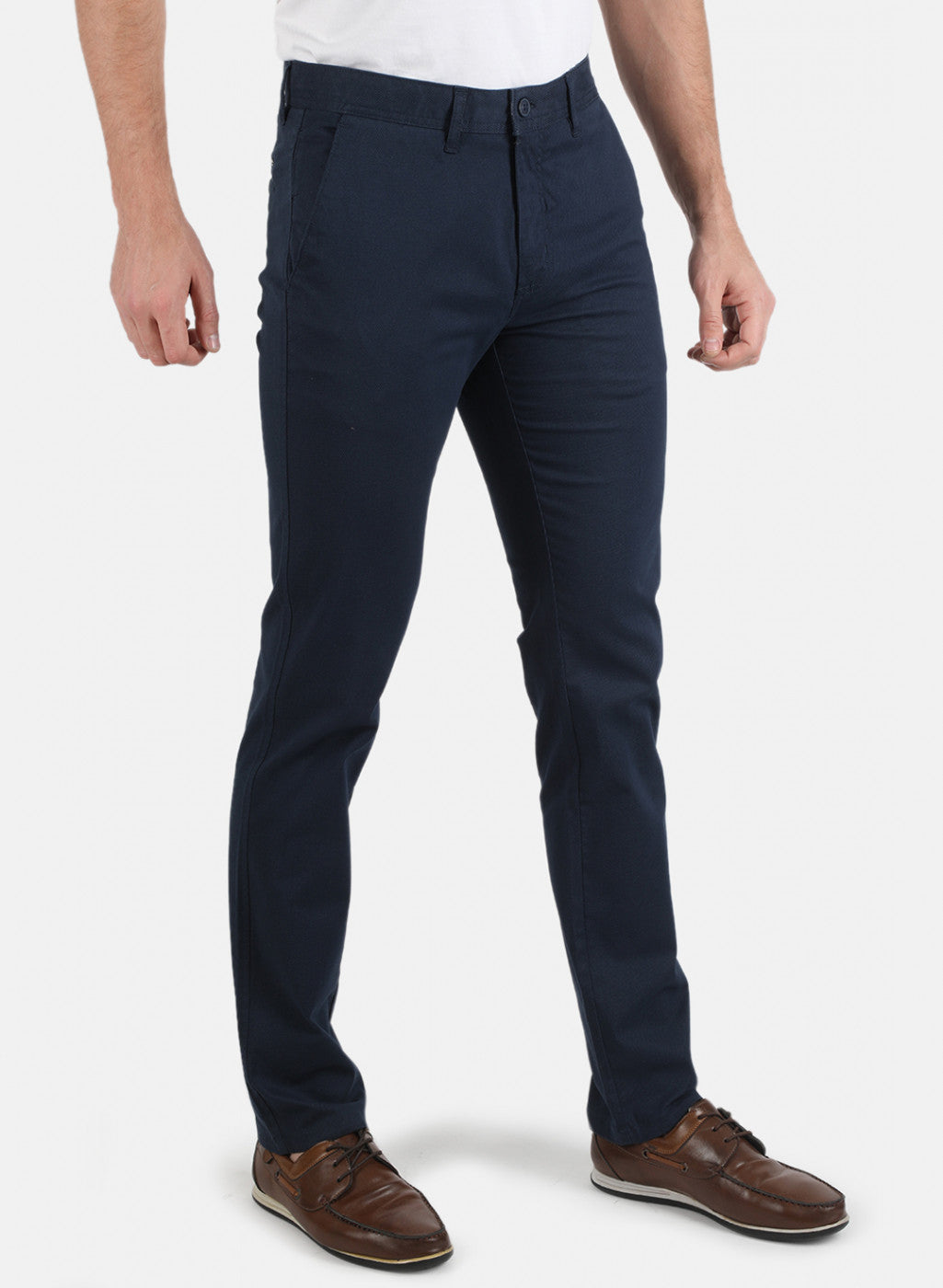 Men Navy Blue Smart Fit Trouser