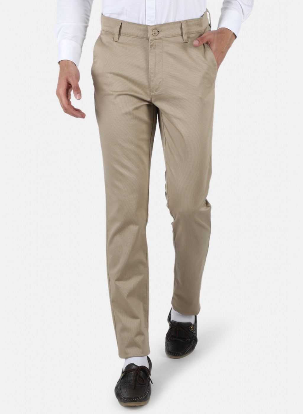 Men Beige Smart Fit Trouser