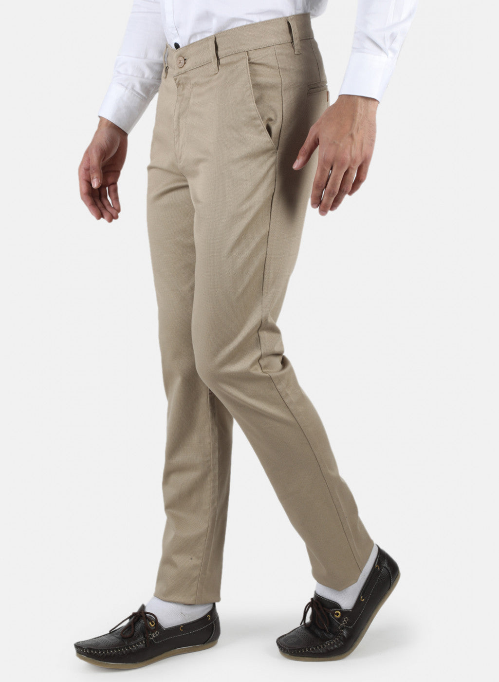 Men Beige Smart Fit Trouser