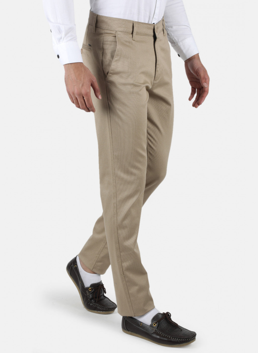 Men Beige Smart Fit Trouser