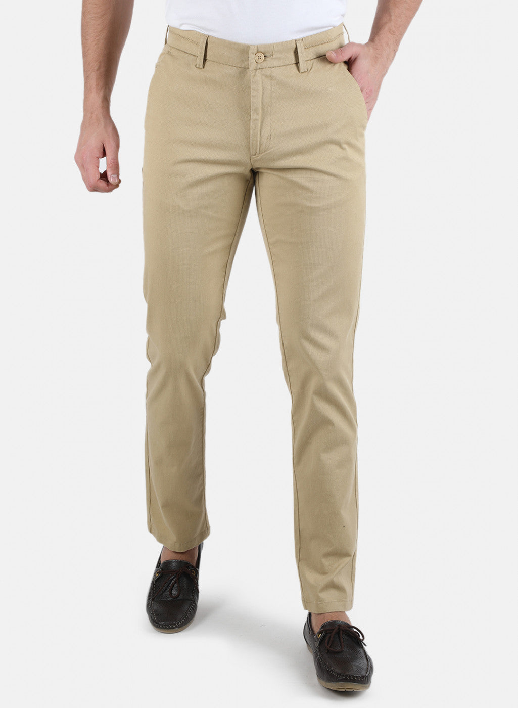 Men Beige Smart Fit Trouser