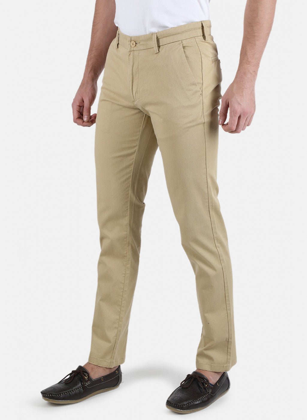 Men Beige Smart Fit Trouser