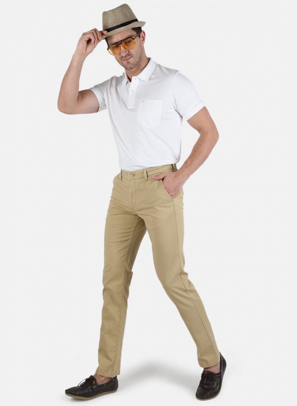 Men Beige Smart Fit Trouser