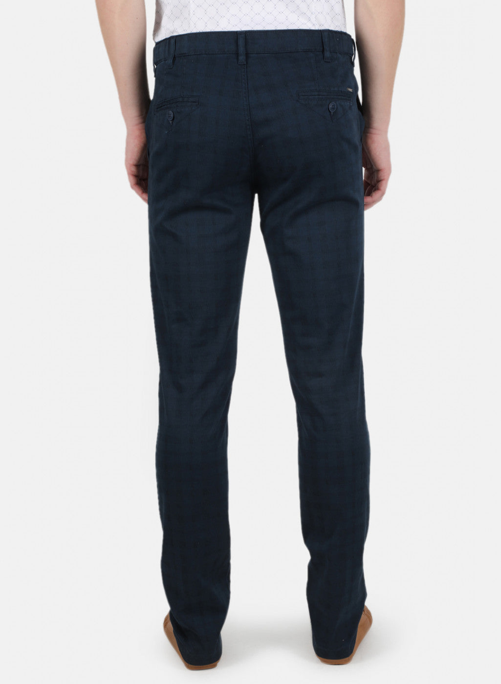 Men Navy Blue Smart Fit Trouser