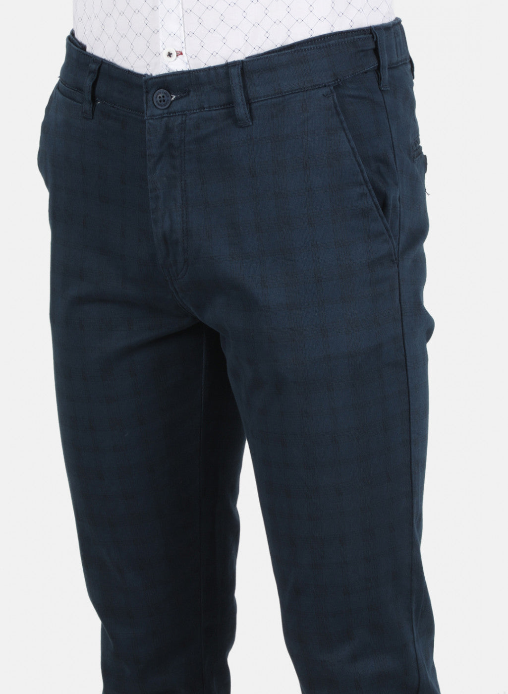 Men Navy Blue Smart Fit Trouser