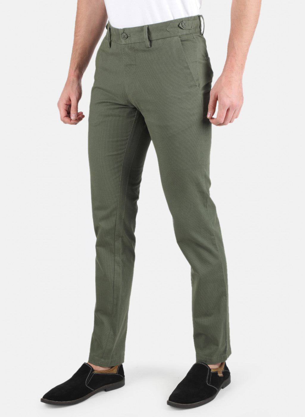 Men Olive Smart Fit Trouser