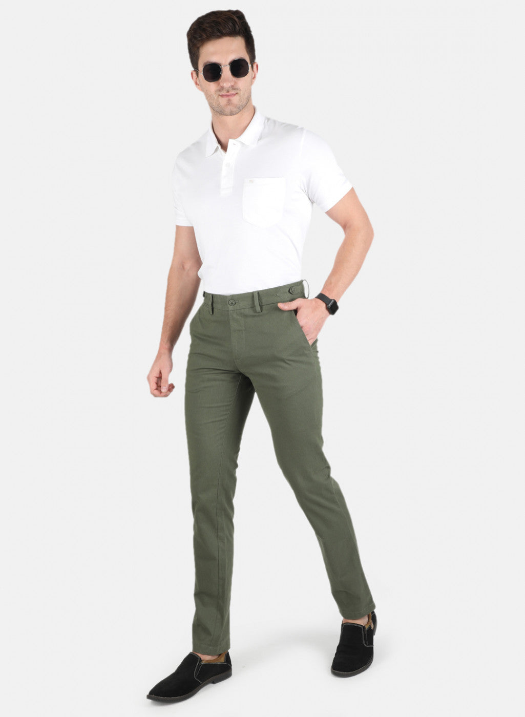 Men Olive Smart Fit Trouser