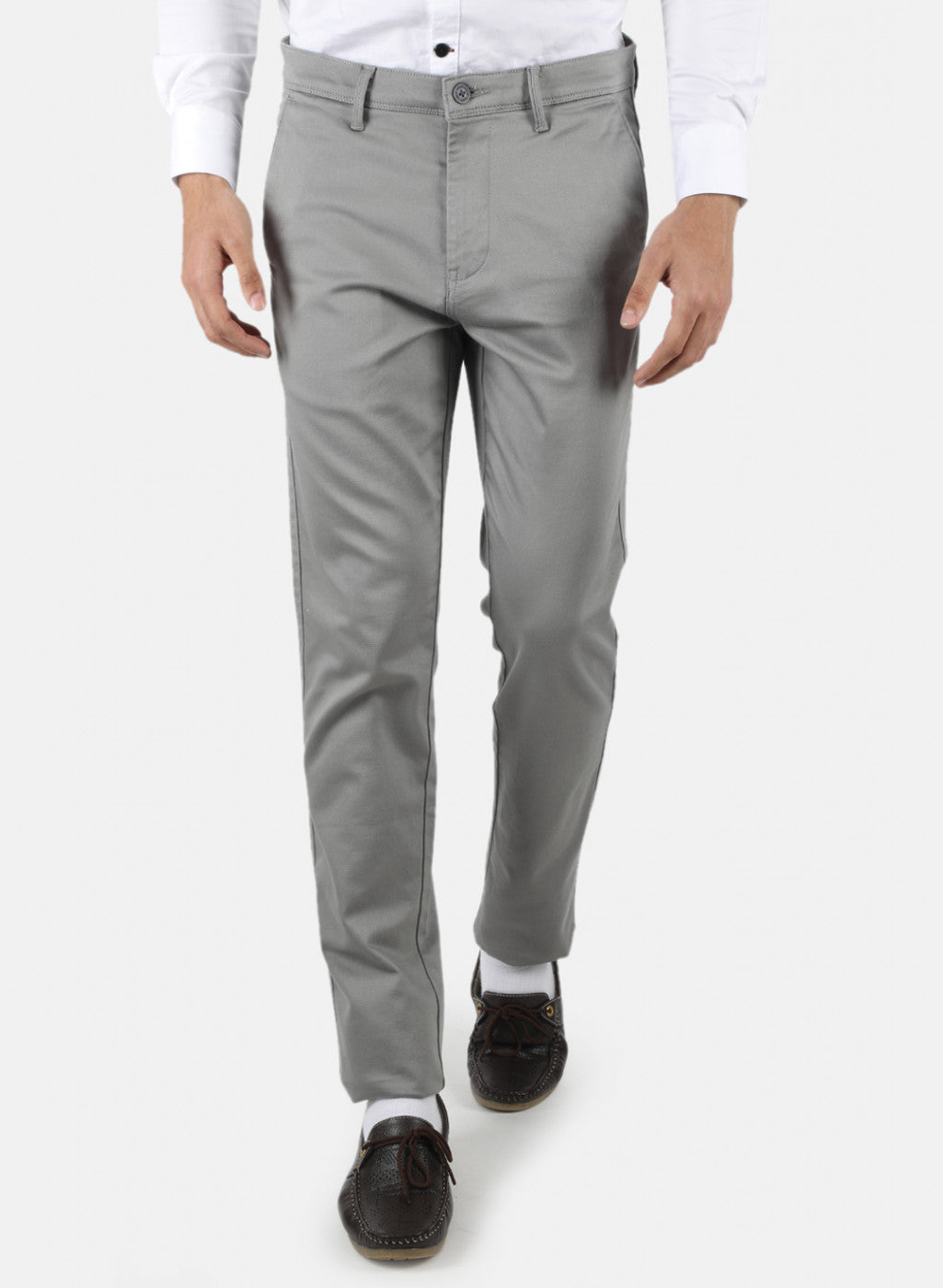 Men Grey Slim Fit Trouser