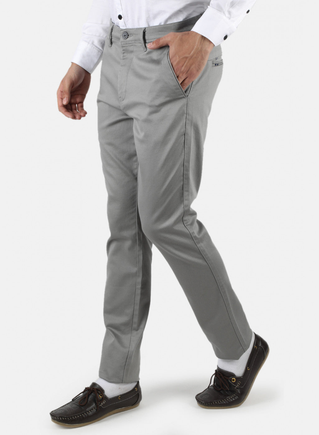 Men Grey Slim Fit Trouser