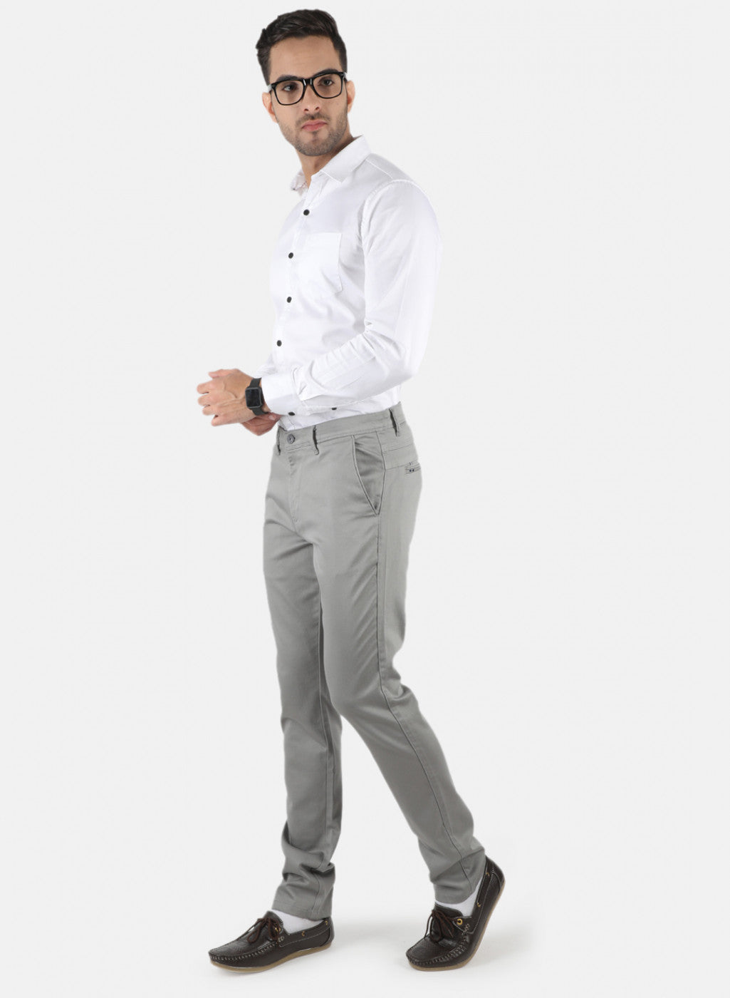 Men Grey Slim Fit Trouser