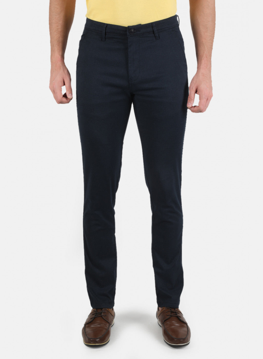 Men Navy Blue Slim Fit Trouser