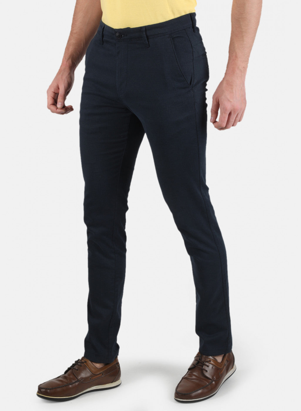 Men Navy Blue Slim Fit Trouser