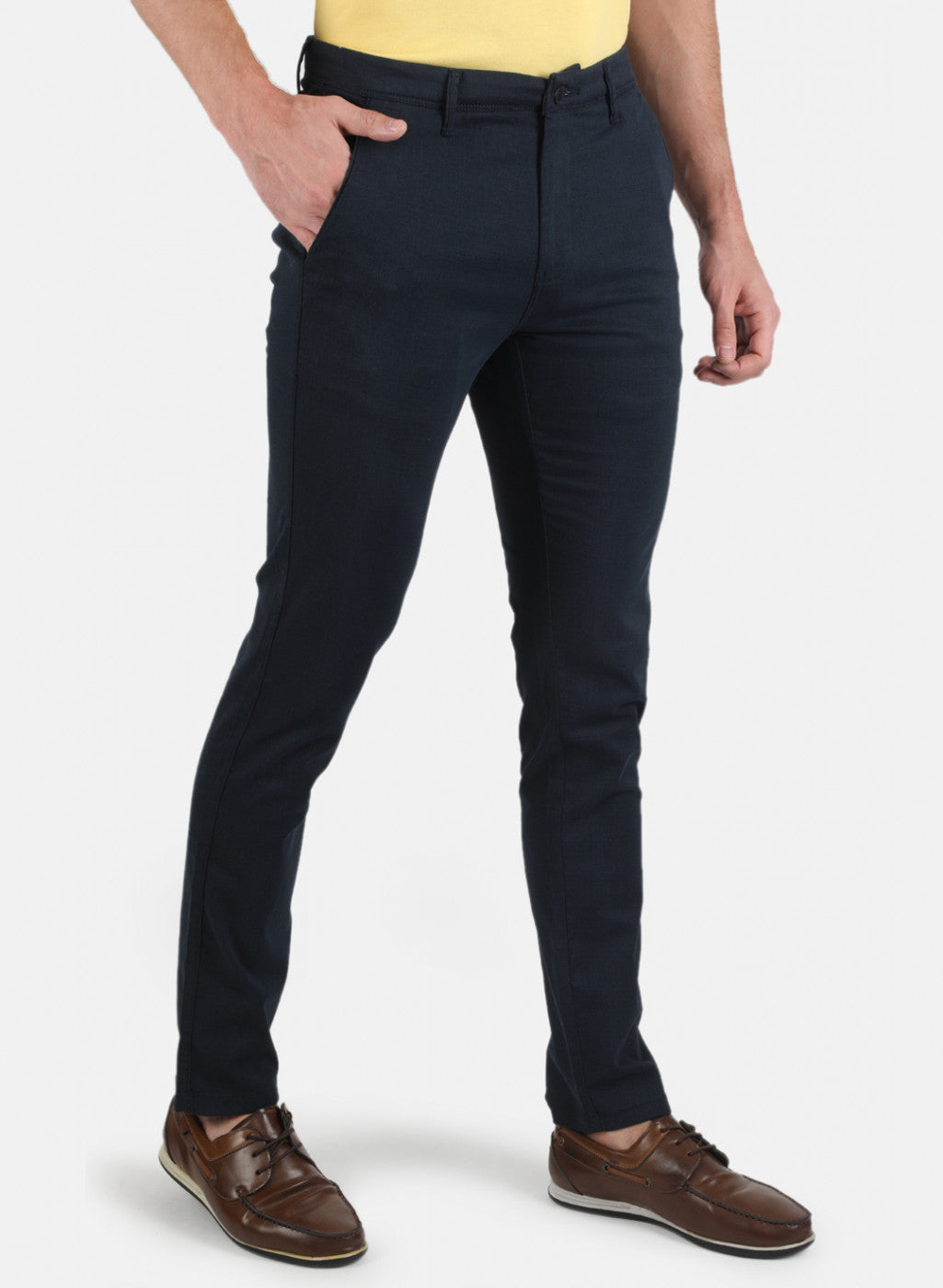 Men Navy Blue Slim Fit Trouser