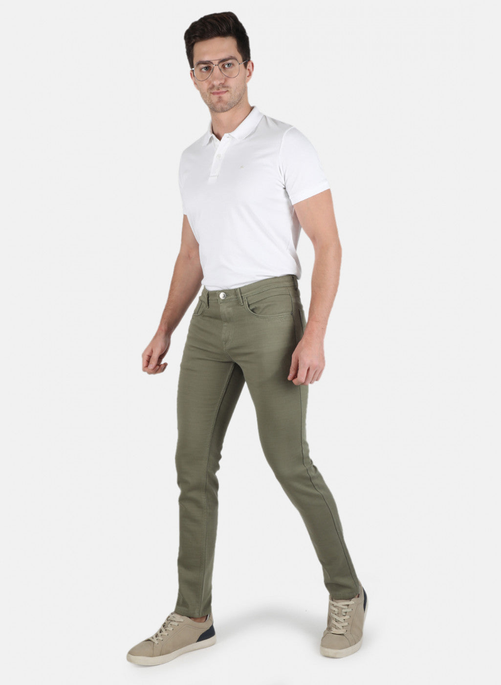 Men Green Slim Fit Trouser