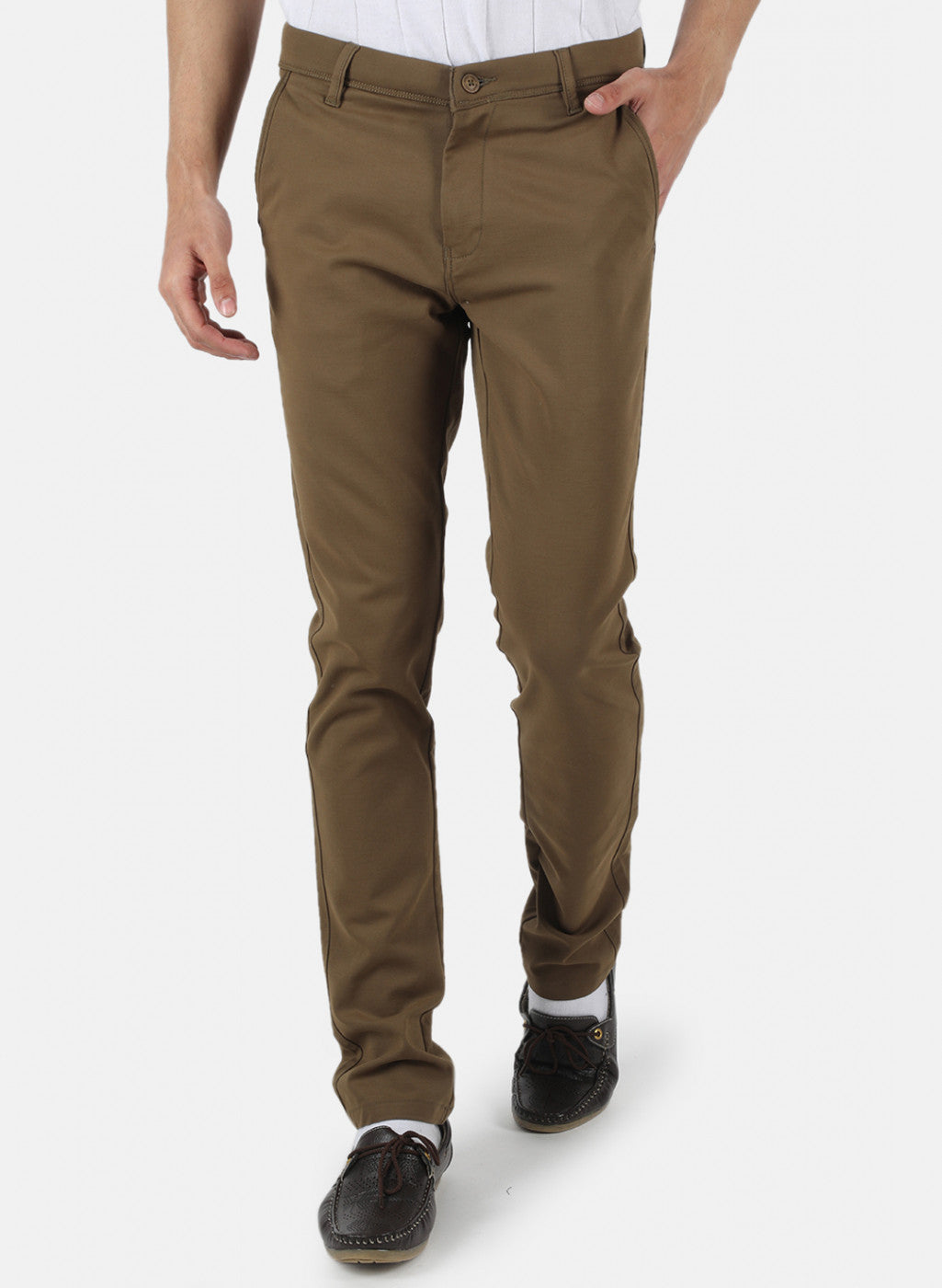 Men Olive Slim Fit Trouser