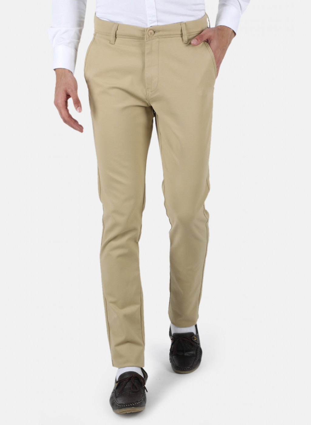 Men Khaki Slim Fit Trouser