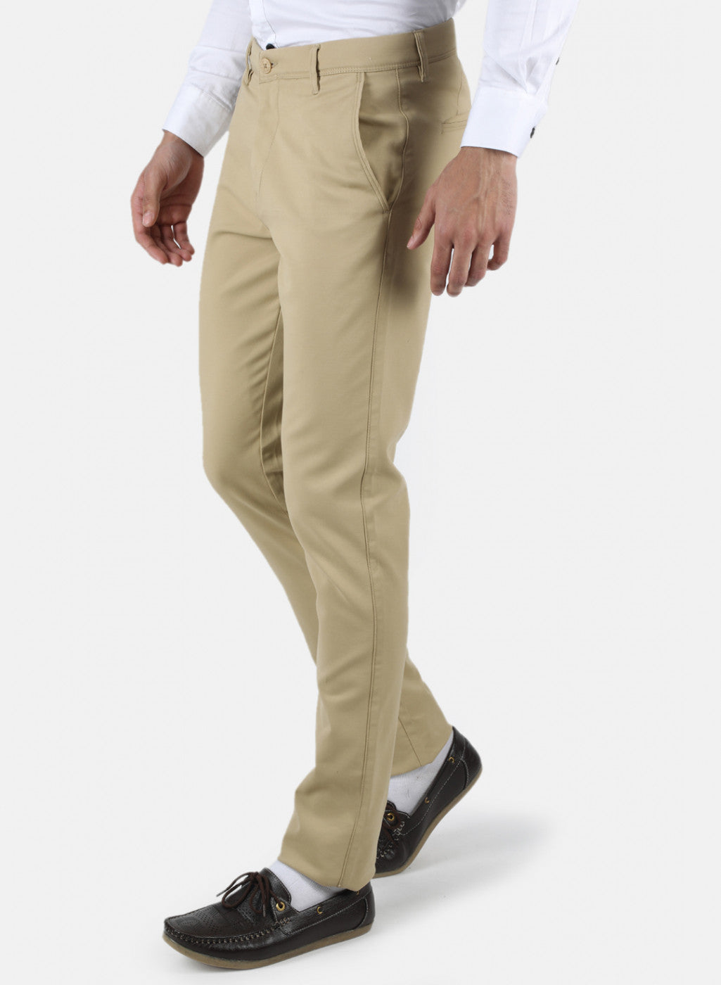 Men Khaki Slim Fit Trouser