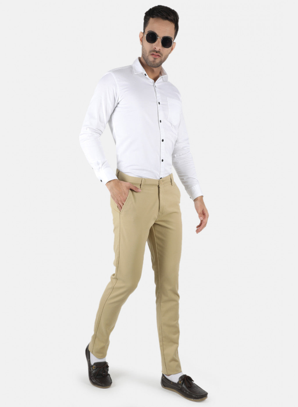 Men Khaki Slim Fit Trouser