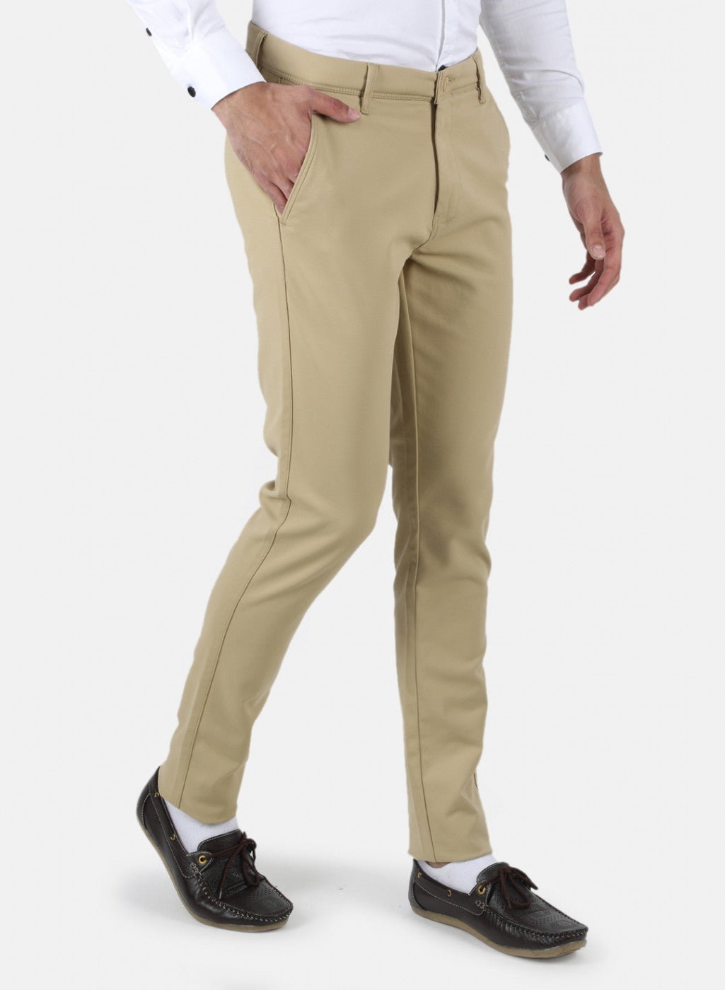 Men Khaki Slim Fit Trouser