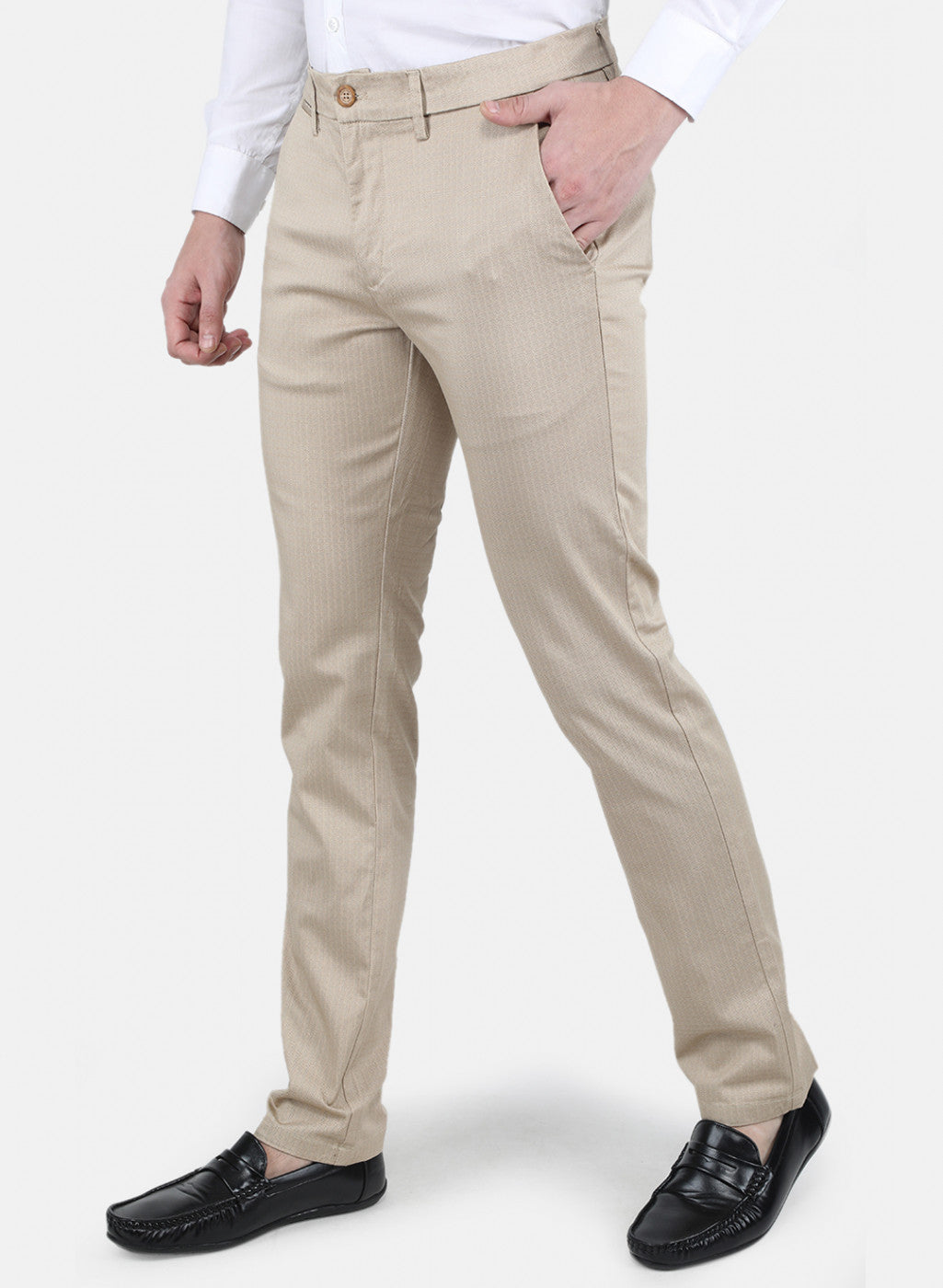 Men Beige Smart Fit Trouser