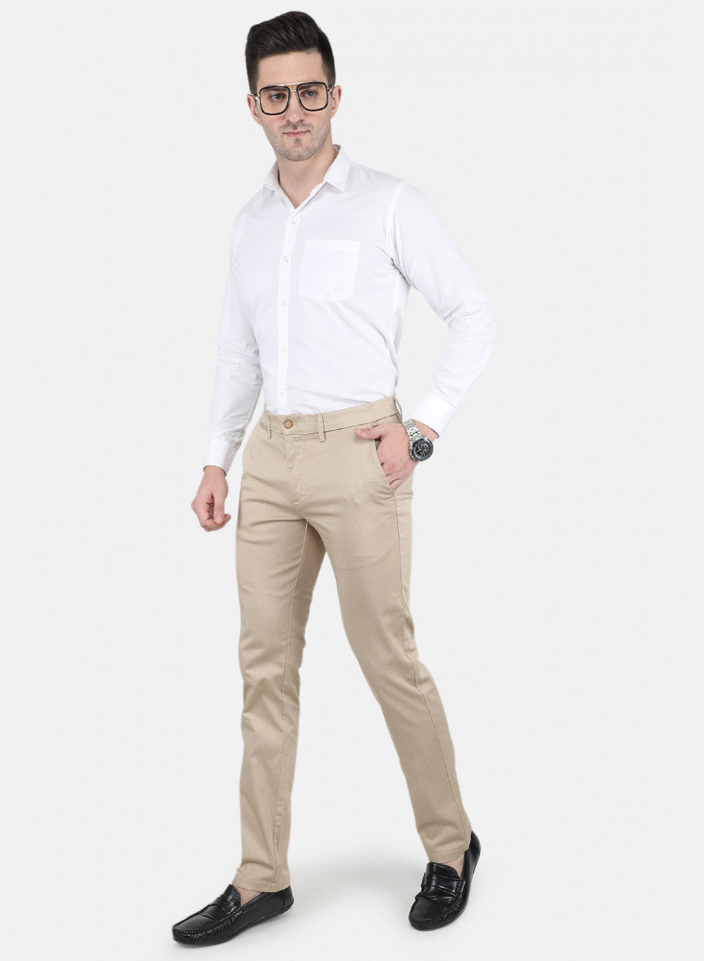 Men Beige Smart Fit Trouser