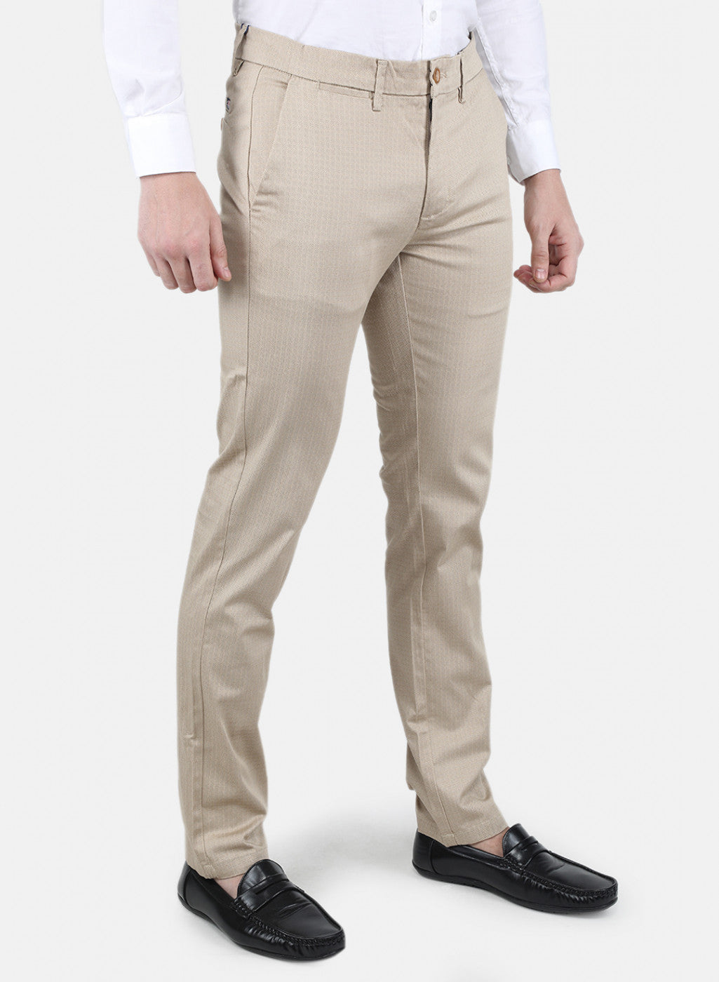 Men Beige Smart Fit Trouser